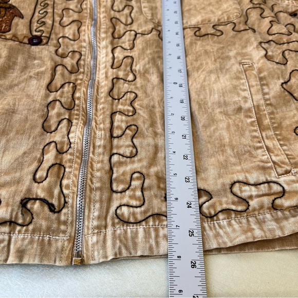 Unique Boho Tan Embroidered Jacket Unisex Size XL - Picture 5 of 8